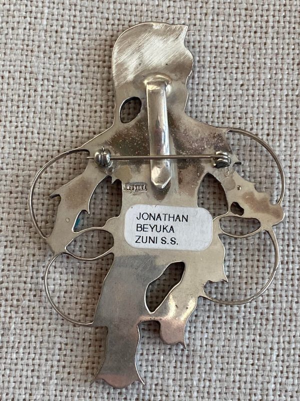 Zuni Jonathan Beyuka Inlay Sterling Silver Hoop Dancer Pin Pendant - Image 2