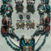 Zuni Eldred Martinez Signed Inlay Carved Sterling Silver Zuni Butterfly Sunface Post Dangle Earrings/ - Image 2