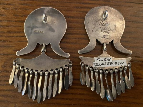 Zuni RARE Ellen Quandelacy Sterling Silver Turquoise Hummingbird Pendant With Dangles/ - Image 3