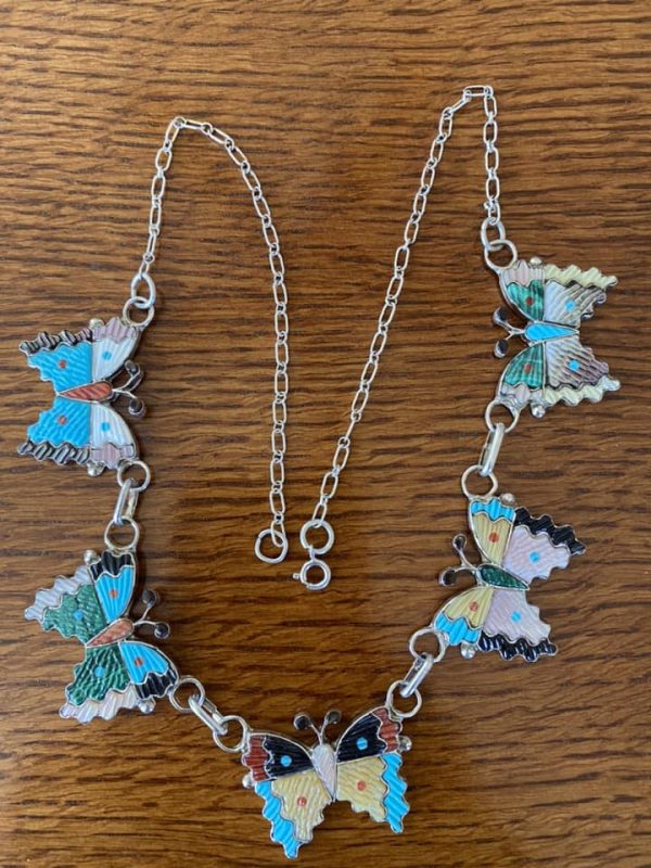 Zuni Tamara Pinto Signed Sterling Silver Butterfly 5 Piece Necklace