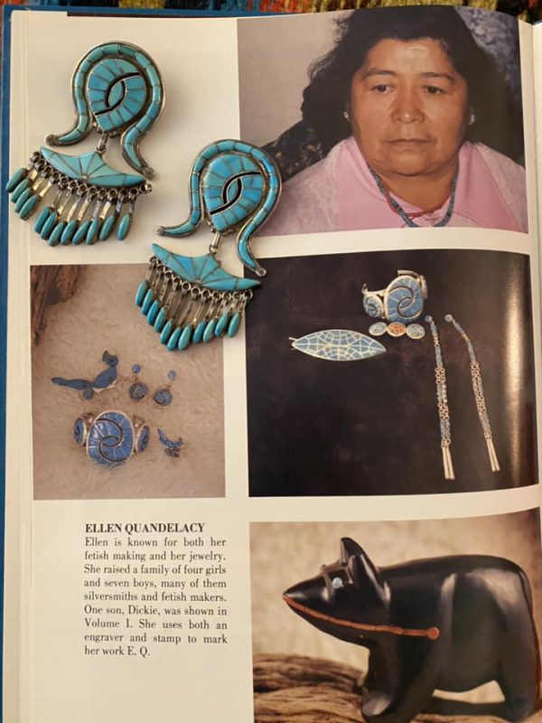 Zuni RARE Ellen Quandelacy Sterling Silver Turquoise Hummingbird Pendant With Dangles/ - Image 2