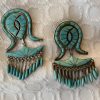 Zuni RARE Ellen Quandelacy Sterling Silver Turquoise Hummingbird Pendant With Dangles/