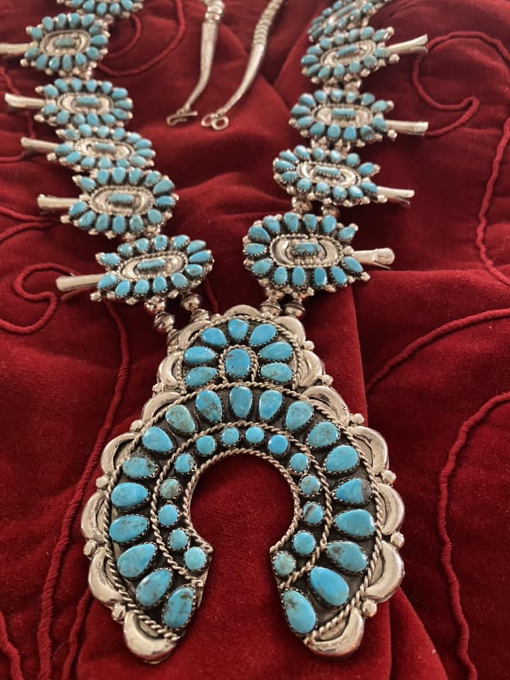 Southwestern Red Imitation Coral and Turquoise Squash Blossom Statment  Necklace | eBay