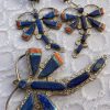 Zuni Eldred Martinez Signed Sterling Silver Inlaid Lapis Lazuli Sunface Zuni Dragonfly Post Earrings/ - Image 2