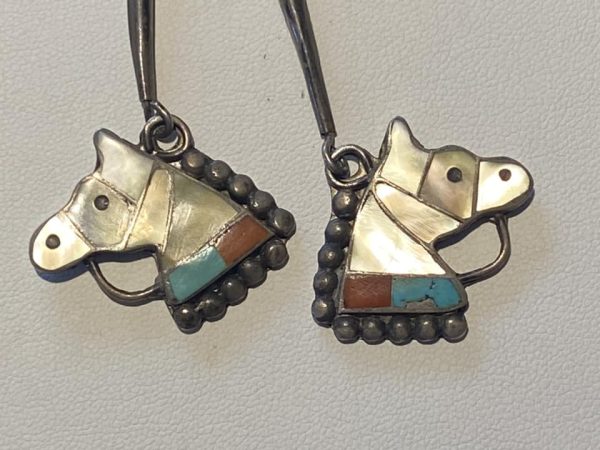 Zuni Nora Leekity Signed Sterling Silver Inlay Appaloosa Horse Bolo Tie & Matching Tips/ - Image 4