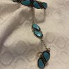 Zuni Brian Leekity Signed Turquoise Sterling Silver Teardrop Cuff Bracelet Ring Set/