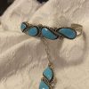 Zuni Brian Leekity Signed Turquoise Sterling Silver Teardrop Cuff Bracelet Ring Set/ - Image 4