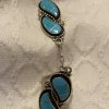 Zuni Brian Leekity Signed Turquoise Sterling Silver Teardrop Cuff Bracelet Ring Set/ - Image 3