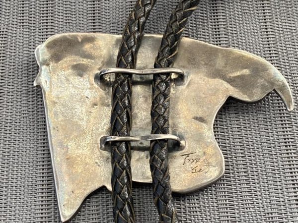 Zuni Vintage Helen and Lincoln Zunie Inlay Carved Sterling Silver Hereford Cow Bolo Tie/ - Image 5