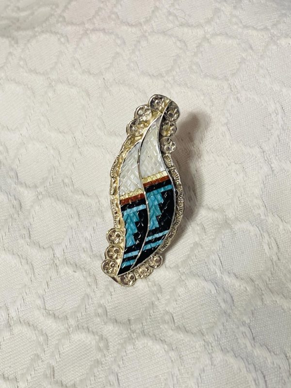 Zuni Eldred Martinez Signed Sterling Silver Inlaid Zuni Corn Maiden Size 7 Ring/