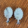 Zuni Edmund Cooeyate Signed Needlepoint Sterling Silver Red Coral Post Squash Blossom Earrings/ - Image 2