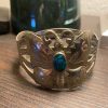 Navajo Vintage Unsigned Sterling Silver Butterfly and Turquoise Cuff Bracelet - Image 2