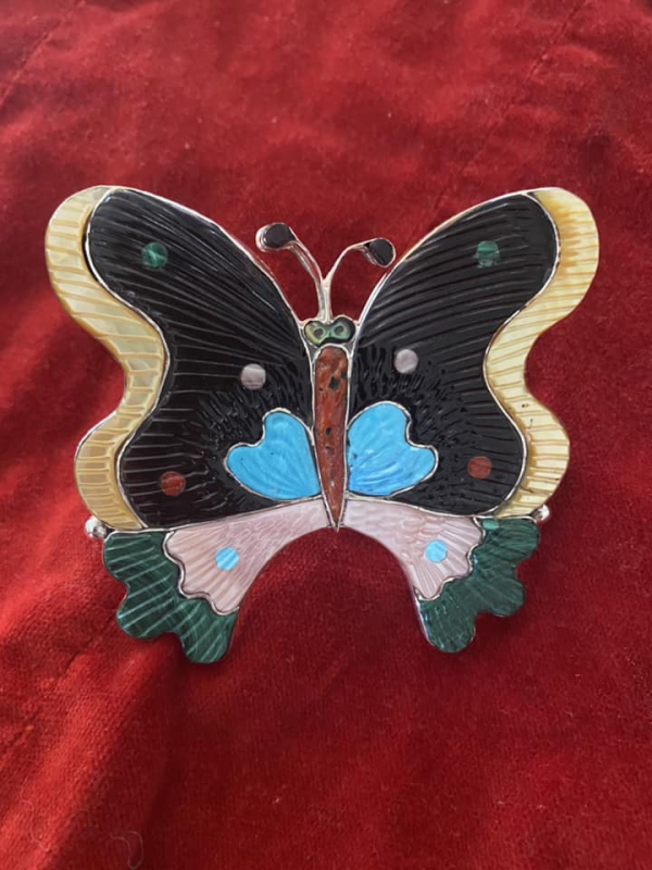 Zuni Tamara Pinto Signed Sterling Silver Adjustable HUGE 3.25 Inch Butterfly Ring/