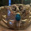 Navajo Vintage Unsigned Sterling Silver Butterfly and Turquoise Cuff Bracelet - Image 7