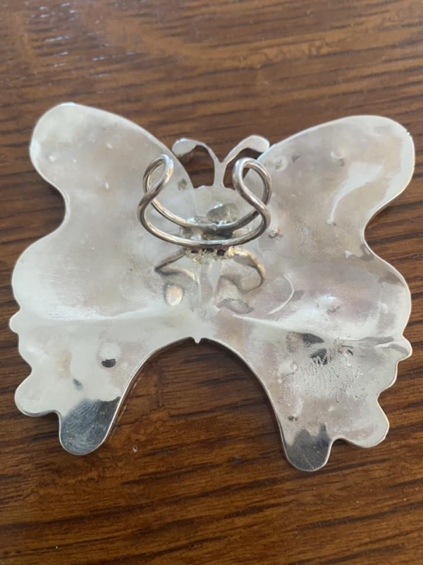 Zuni Tamara Pinto Signed Sterling Silver Adjustable HUGE 3.25 Inch Butterfly Ring/ - Image 2