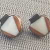 Zuni vintage Unsigned Sterling Silver Inlaid Pottery Pot Screw Back Earrings/