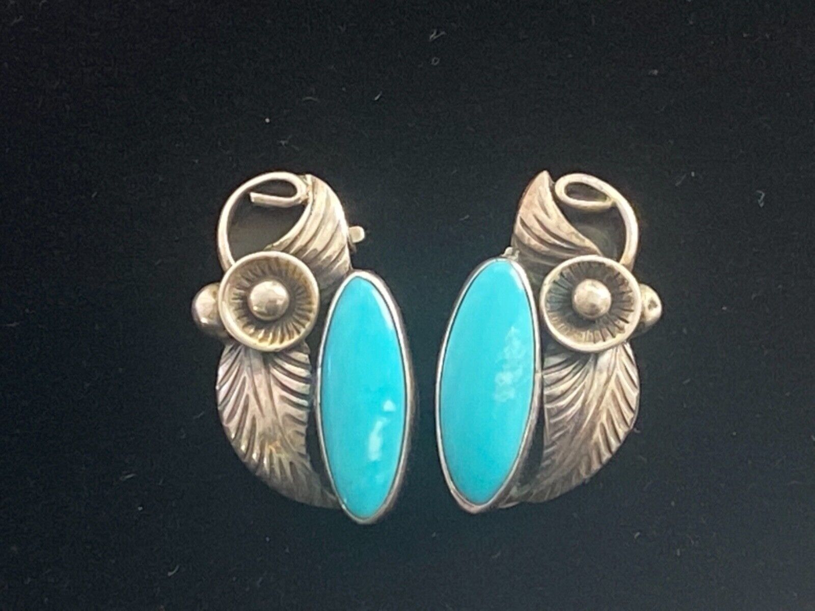thumbnail image 2 of Handmade Tibetan Silver Drop Earrings With Feather & Turquoise Bead – Clip-On 2 of 5