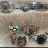 Navajo Vintage Unsigned Sterling Silver Butterfly and Turquoise Cuff Bracelet - Image 6