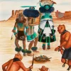 Tewa Raymond Naha Sr signed Shalako Ceremony Watercolor on Paper Painting - Image 2