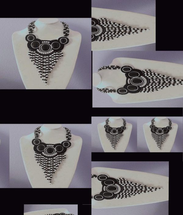 111Zuni Jovanna Poblano Signed Black and White Statement Necklace in Black Onyx and Marcacite - Image 2