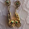 Vintage Zuni Dishta Signed Sterling Silver Conestoga Wagon Post Dangle Earrings - Image 3