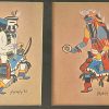 Zuni Dixon Shebala signed 1962 5 Kachina Prints Oil on Canvas framed Painting - Image 3