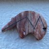 Zuni E Quam Signed Alabaster Black Jet Heartline Bear Fetish Carving