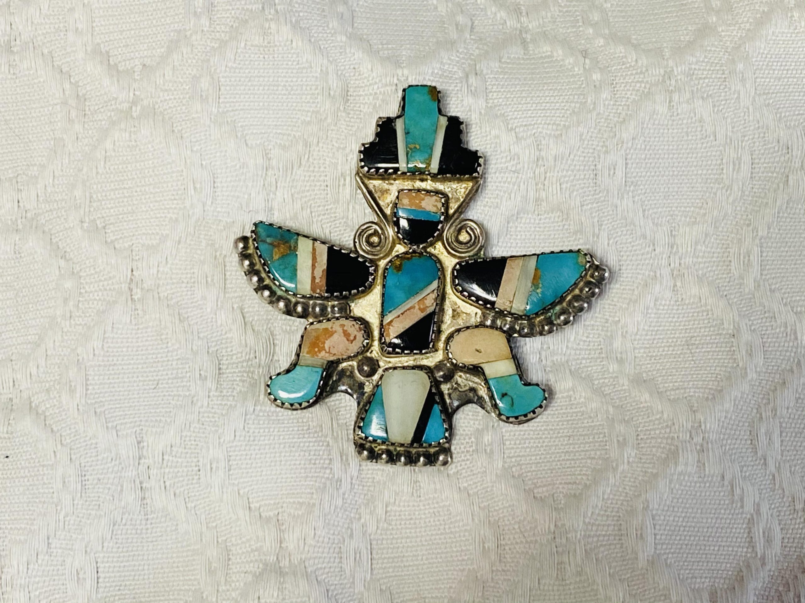 Amazing Vintage Zuni Native American Knifewing Sterling Silver Pin