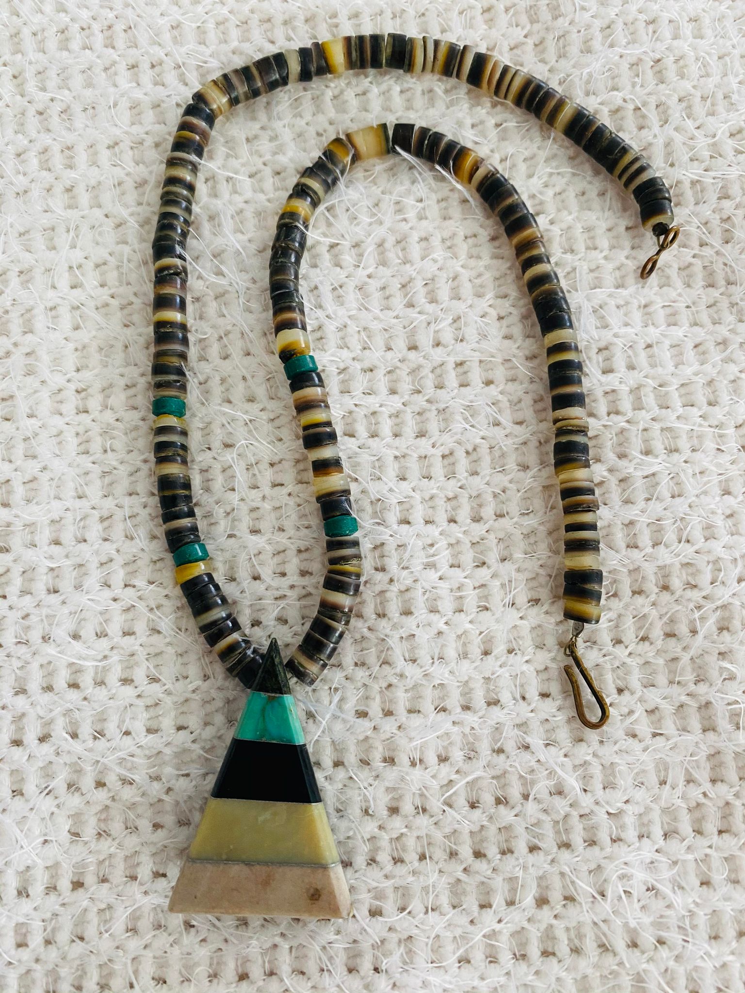 Native American Marvelous Vintage Santo Domingo Shell & Turquoise Sterling Silver Necklace