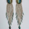 Zuni Jovanna Poblano Signed Beaded Peruvian Opal & Drusy Dangle Post Earrings/