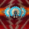 Zuni April Unkestine ACU Signed Sterling Turquoise Zuni Sunface Hair Barrette/