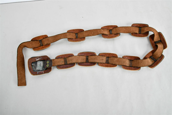 Vintage Native American Frank Patania Sr Signed Sterling Silver Leather Concho Belt/ - Image 3