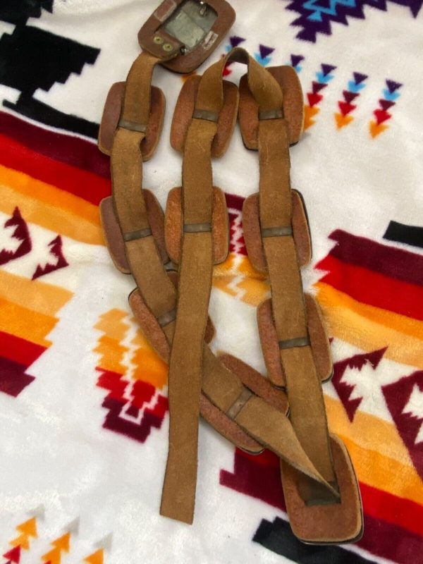 Vintage Native American Frank Patania Sr Signed Sterling Silver Leather Concho Belt/ - Image 5