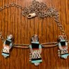Zuni Joyce Waseta Signed Sterling Silver Turquoise Inlay Zuni Maiden Necklace/ - Image 5