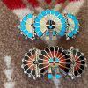 Zuni April Unkestine ACU Signed Sterling Turquoise Zuni Sunface Hair Barrette/ - Image 2