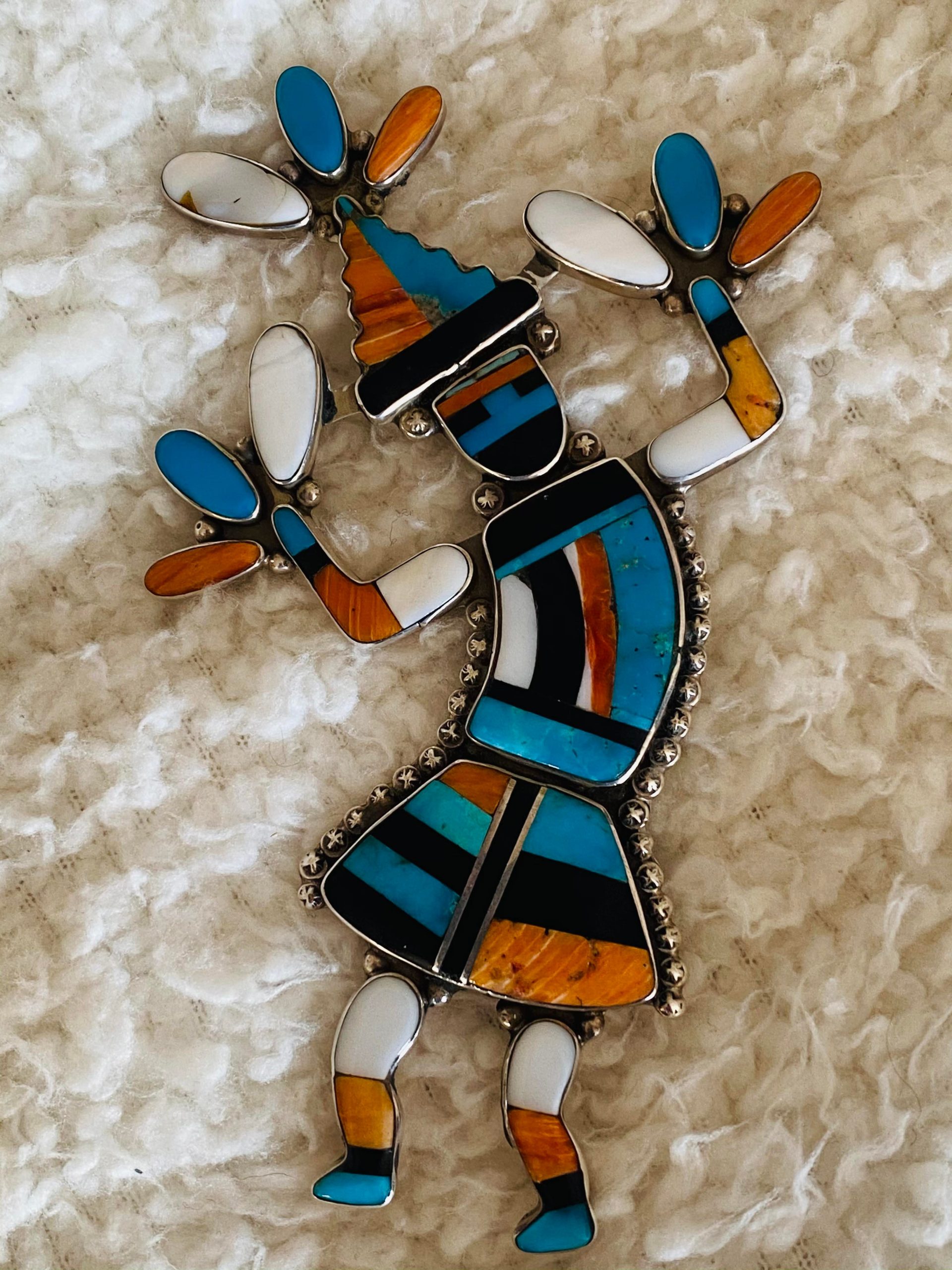 Federico Jimenez Signed Sterling Silver Large 5 Inch Zuni Rainbowman ...