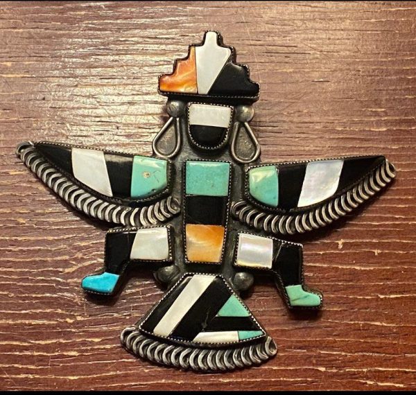 Zuni Vintage Early Sterling Silver Zuni Masterpiece Knifewing Pin Brooch/