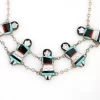 Zuni Theresa Waseta Signed Sterling Silver Turquoise Inlay Zuni 5 Maiden Necklace/ - Image 2