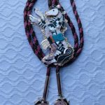 Zuni Eldred Martinez Signed Pink Shell Sterling Silver Horse Pony Bolo Tie with Matching Tips/