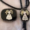 Vintage Zuni Sarah N Kanesta Signed Sterling Silver Bolo Tie and Belt Buckle Matching Set/