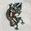 Vintage Exceptional Early Zuni Sterling Silver Expertly Inlaid Rainbowman Pin Brooch/