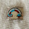 Vintage Exceptional Early Zuni Sterling Silver Expertly Inlaid Rainbowman Belt Buckle/