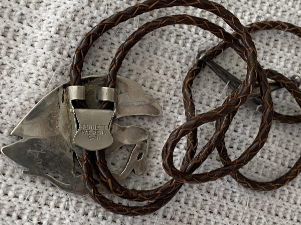 Zuni Jack Mahkee Signed C-31 Sterling Silver Inlay Bald Eagle & Snake Bolo Tie & Sterling Silver Tips/ - Image 3