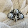Cherokee Antonio Grant Signed Sterling Silver White Buffalo Bumbee Bee & Bee Hive Adjustable Ring/ - Image 2