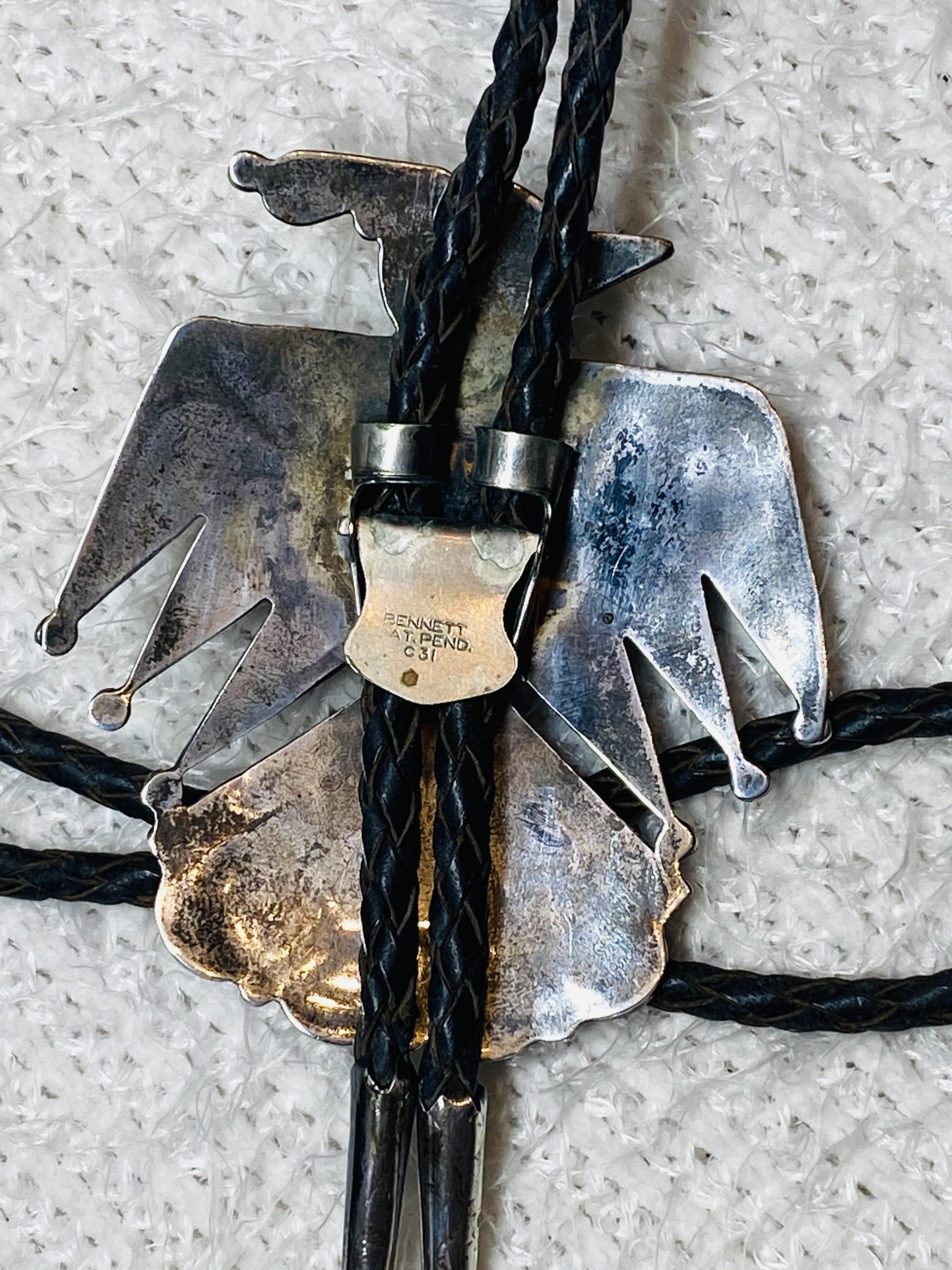 Zuni Vintage C-31 Inlay Sterling Silver Tortoise Shell Thunderbird Bolo ...