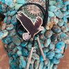 Zuni Dale Edaakie Sterling Silver Inlaid Bald Eagle Bolo Tie & Sterling Silver Tips/