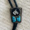 Vintage Zuni Mike & Sarah Simplicio Signed Sterling Silver Turquoise Nuggets & Inlaid Horse Bolo Tie/