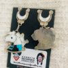 Zuni Eldred Martinez Signed Sterling Silver Zuni Pony Horseshoe Post Dangle Earrings/ - Image 2