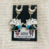 Zuni Eldred Martinez Signed Sterling Silver Zuni Pony Horseshoe Post Dangle Earrings/