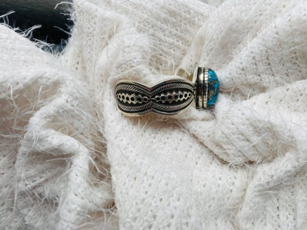 Navajo Terry Martinez Signed Sterling Silver Persian Turquoise Size 6.25-7 Cuff Bracelet/ - Image 2